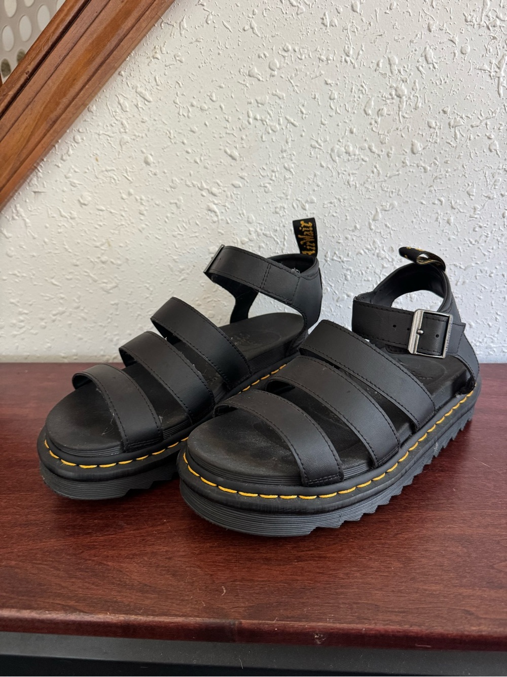 Dr. Martens Black Leather Triple-Strap Blaire Sandals size US 8 EU 39